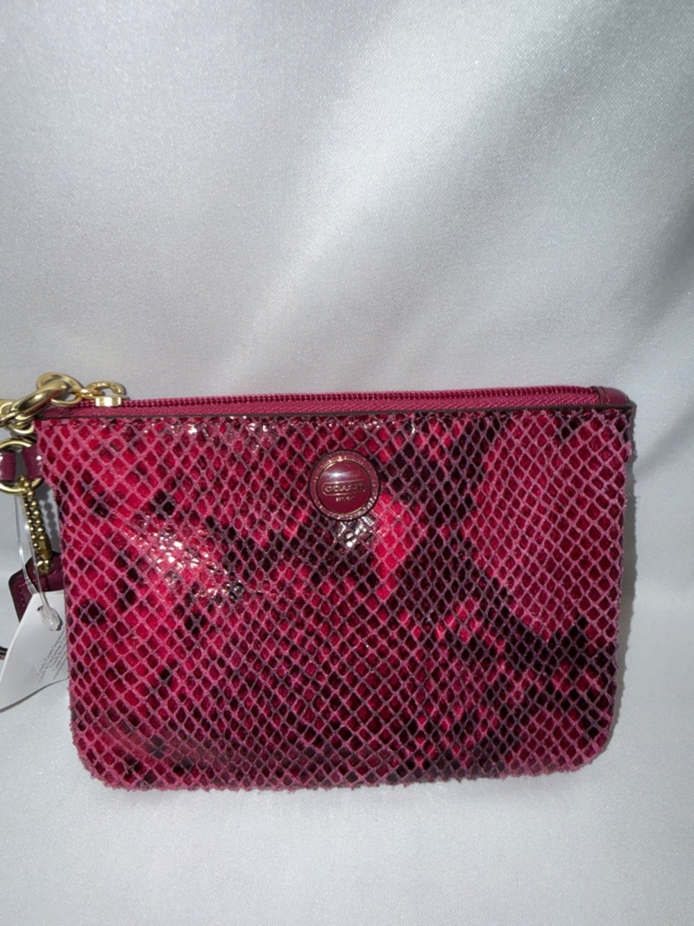 NWT Coach Raspberry Python Leather Wristlet Model F50162 Wristlet - Picture 3 of 8